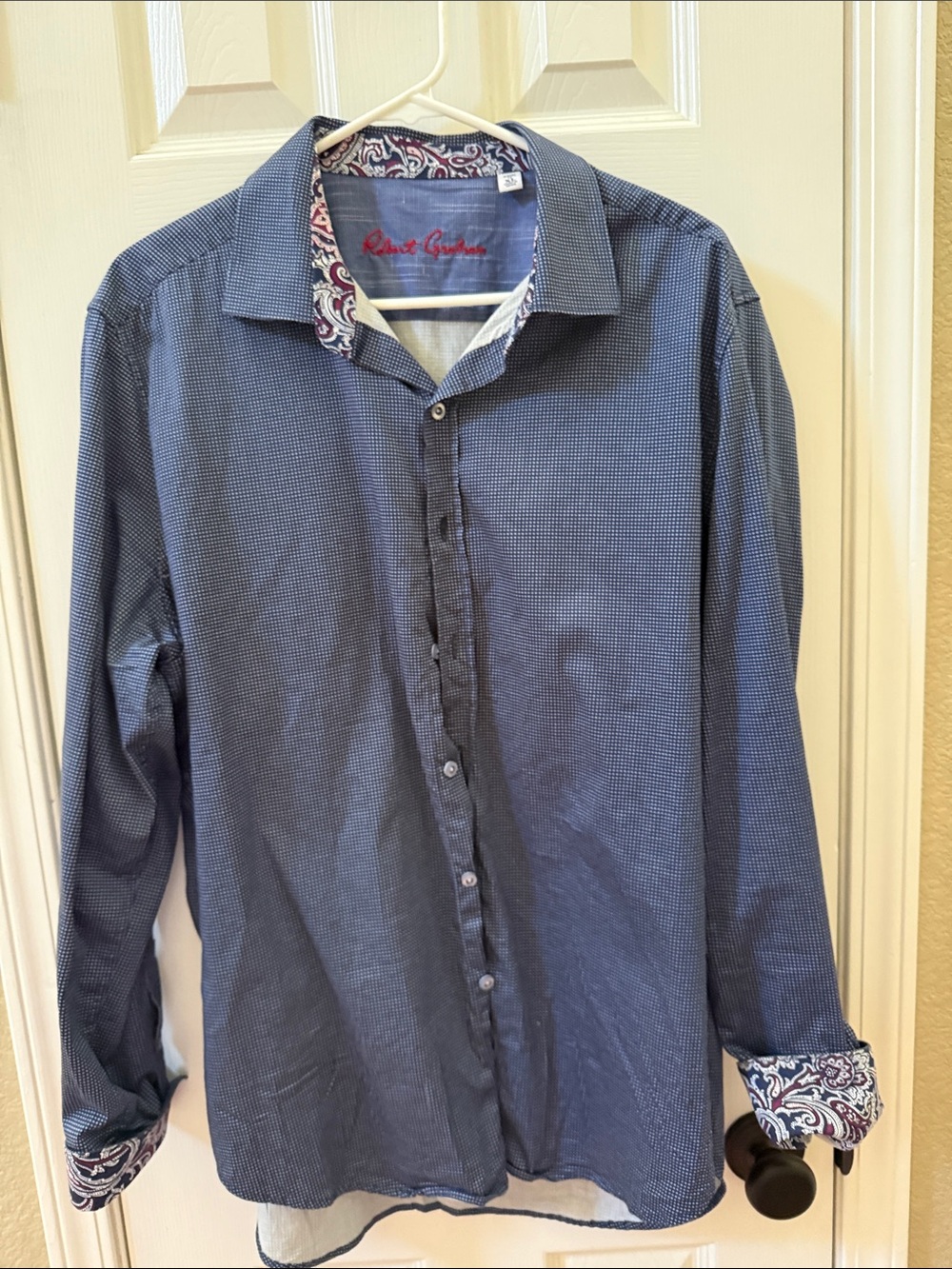 Robert Graham Navy Micro-Print Men's Shirt sz xl